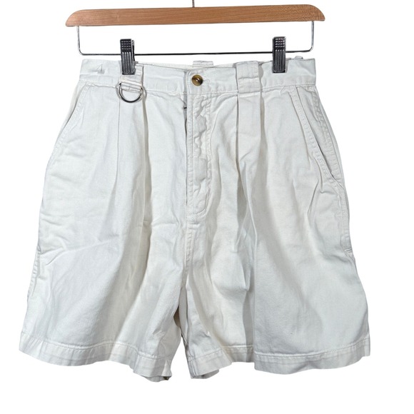 90s Basic Editions White Pleated High Waisted Shorts Cotton Women's 9/10 - Picture 3 of 11